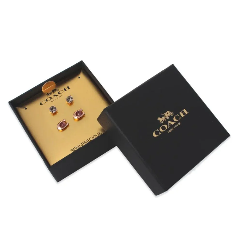 NWT COACH 376338 C-Stone Set of 2 Stud Earrings Amethyst